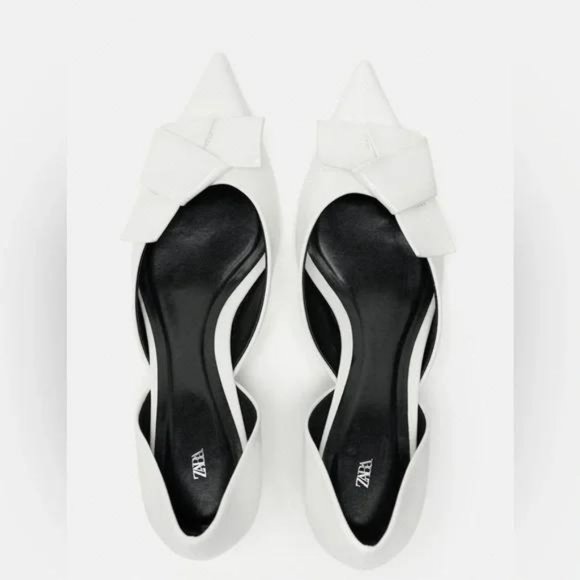 ZARA HEELED PUMP WITH BOW WHITE - Picture 2 of 7
